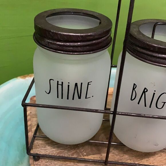 Rae Dunn shine bright candle holders with caddy - Picture 2 of 7